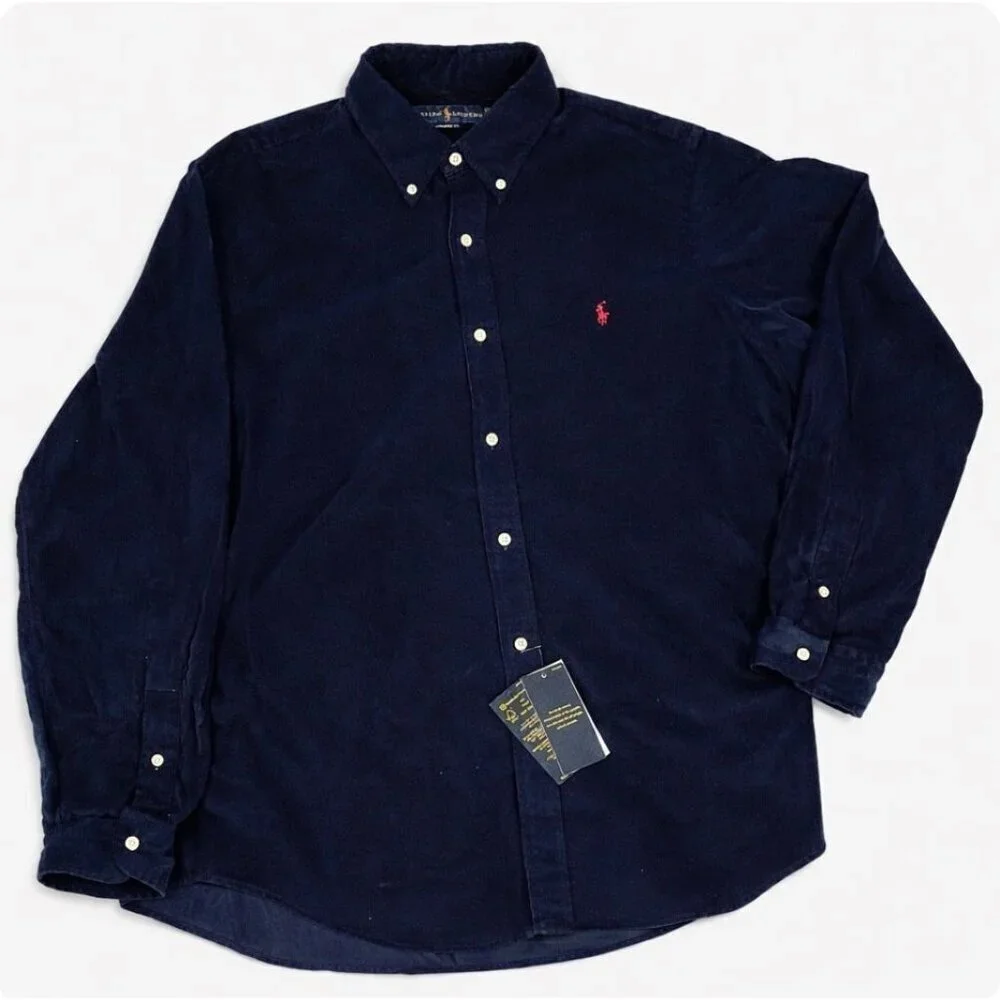 Polo Ralph Lauren Classic Fit Corduroy Shirt Navy XL Button Down NWT
